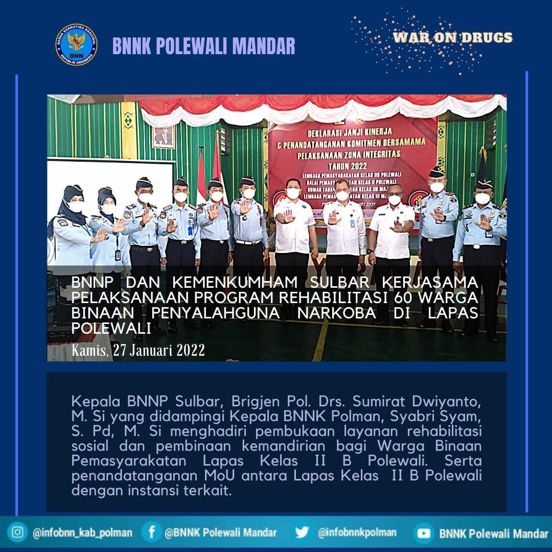 KEPALA BNNP SULBAR HADIRI PEMBUKAAN PROGRAM REHABILITASI SOSIAL DAN PEMBINAAN KEMANDIRIAN BAGI WARGA BINAAN LAPAS KELAS II B POLEWALI KEPALA BNNP SULBAR HADIRI PEMBUKAAN PROGRAM REHABILITASI SOSIAL DAN PEMBINAAN KEMANDIRIAN BAGI WARGA BINAAN LAPAS KELAS II B POLEWALI