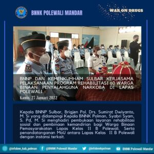 KEPALA BNNP SULBAR HADIRI PEMBUKAAN PROGRAM REHABILITASI SOSIAL DAN PEMBINAAN KEMANDIRIAN BAGI WARGA BINAAN LAPAS KELAS II B POLEWALI